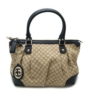 Gucci Sukey Diamante Black Canvas Satchel Purse